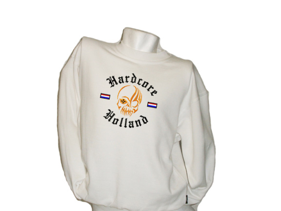 Sweater Hardcore Holland Skull(wit)